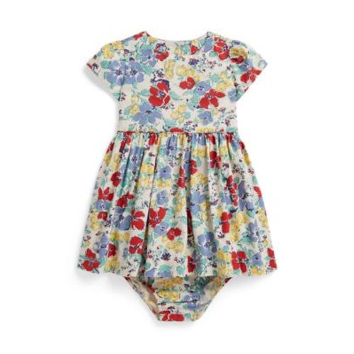Baby Girls Floral Cotton Poplin Dress & Bloomer
