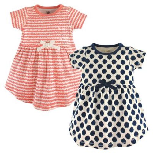 Touched by Nature Baby and Toddler Girl Organic Cotton Short-Sleeve Dresses 2pk, Scribble Dot, 6-9 Months