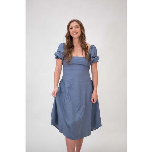 Selena Dress in Steel Blue