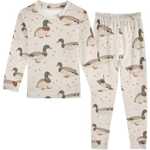 ALAZA Mallard Duck Yellow 2 Piece Pajama Set Long Sleeve Top and Pants Sleepwear Unisex