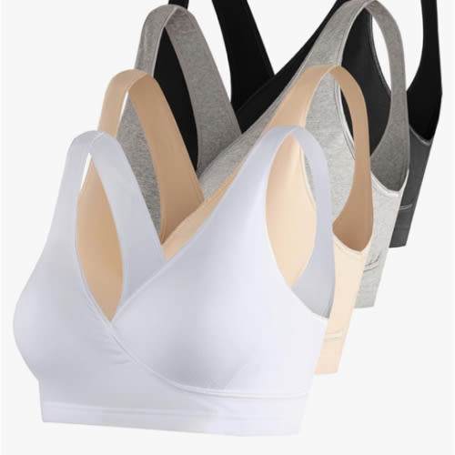 SUIEK 4 Pack Nursing Sleep Bra Maternity Bralette Breastfeeding Comfort Cotton Bras