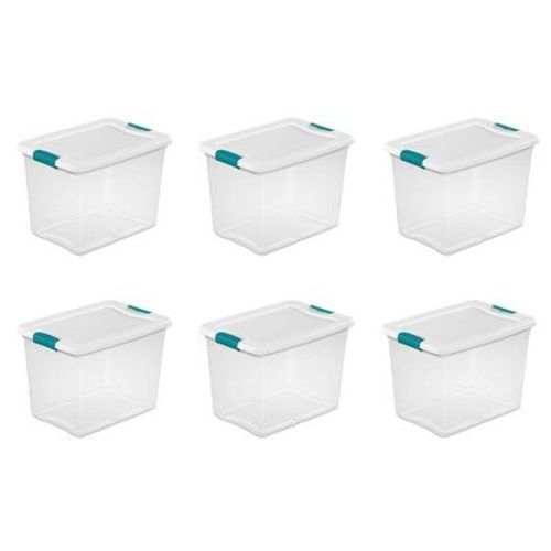 Sterilite Clear Plastic Stackable Storage Container Bin Box Tote with White Latching Lid Organizing Solution for Home & Classroom