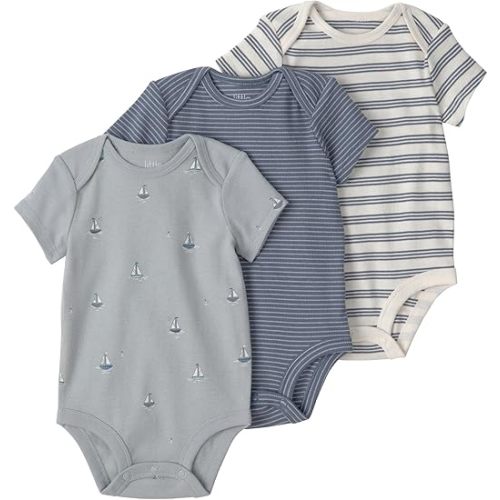 little planet by carter's unisex-baby 3-pack Short Sleeve Bodysuits Made With Organic Cotton - Sail Away