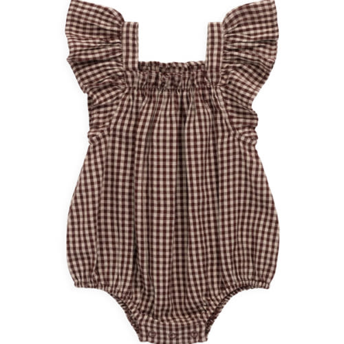 Organic Cotton Harriet Playsuit - Cinnamon Gingham