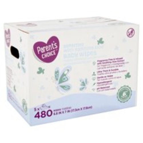 Parent's Choice Sensitive with Soothing Aloe Baby Wipes, 5 packs of 96 (480 count)