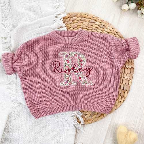 Embroidered Baby Name Sweater, Baby Girl Gift, Personalized Toddler Sweatshirt, Custom Baby Announcement Gift