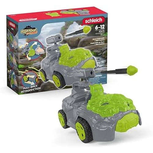 Schleich Eldrador Creatures - 7" Stone CrashMobile with Mini Creature Playset - Pull-Back Action, Shooting Toy Car for Boys and Girls - Cool, Green Fantasy Action Figure for Kids Age 7+