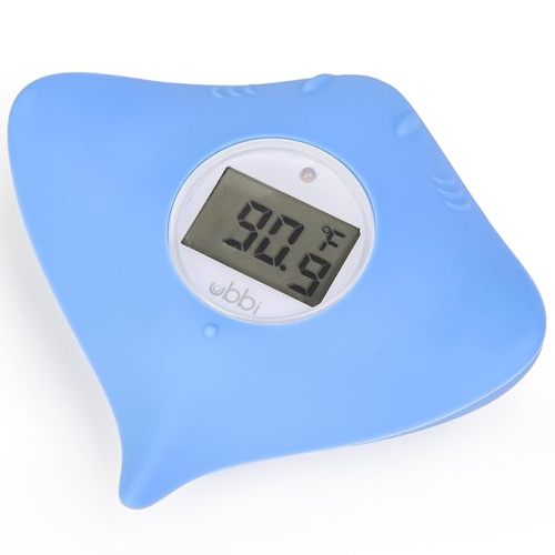 Ubbi Stingray Baby Bath Thermometer for Newborns and Infants, Accurate and Instant High and Low Digital Reads, Floating Silicone Safety Thermometer, Newborn Registry Must Haves, Blue