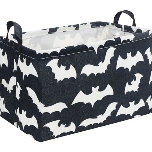 Rectangle Storage Basket with Handles,Collapsible Storage Bin,Books Box,Gift Basket(Bat)
