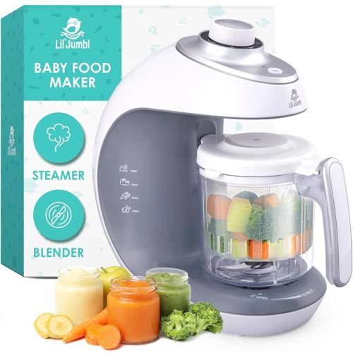 Lil’ Jumbl Baby Food Maker - 2-in-1 Steamer & Puree Blender with Timer, One-Press Processor & Auto Shutoff - Cook & Steam Fruits, Veggies & Other Healthy Homemade Infant & Toddler Meals in Minutes