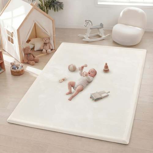 Plush Flannel Wide-edge Baby Play Mat 1.5" Thick – Non-Slip, Splash Resistant