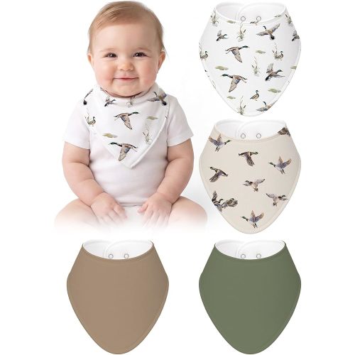 4 Pcs Baby Bandana Bib Cute Baby Nursery Decor Cotton Newborn Infant Feeding Drool Bib for Drooling and Teething Girl Boy