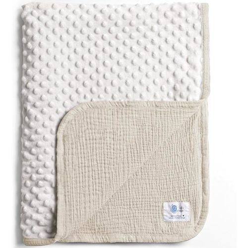 lulumoon Baby Blanket for Newborn Receiving: Minky Dot & Muslin Lightweight - Thermal Blanket Gift for Baby Shower & Hospital Welcoming 30"x40"（Ivory）