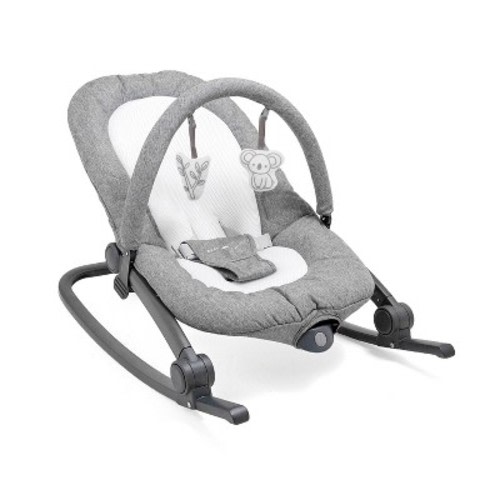Baby Delight Aura Deluxe Bouncer & Rocker - Charcoal Tweed: Metal, Plastic, Polyester with 3-Point Harness