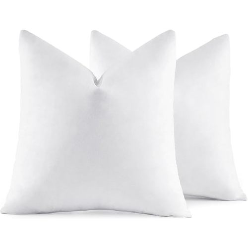 MIULEE 22x22 Pillow Inserts,Set of 2 Down Feather Throw Pillows for Couch Sofa Bed, Decorative Fluffy Throw Pillow Inserts Cotton Fabric,White