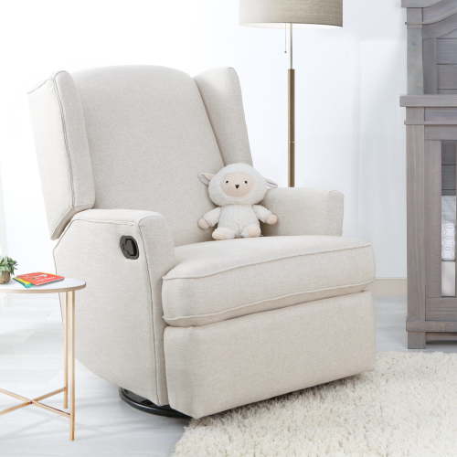 Second Story Home Hemingway Upholstered Wingback Swivel Gliding Recliner- Canvas