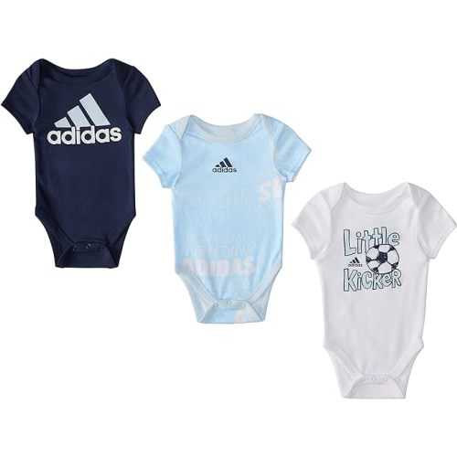 adidas baby-boys 3-pack Short Sleeve Bodyshirt Set
