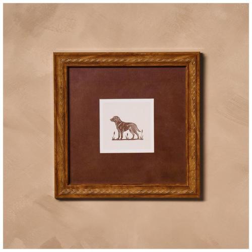 Kinkeeping Brown Dog Block Print Framed Wood Wall Art