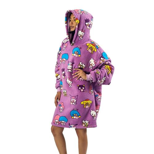 Adult Hello Kitty & Friends Oversized Hoodie Blanket Wearable Blanket-OSFA Purple