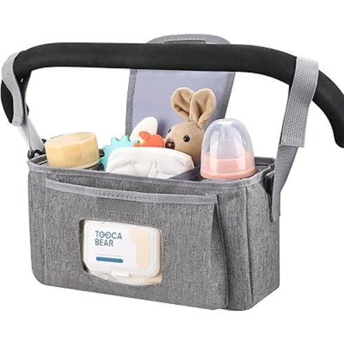 Accmor Universal Stroller Organizer with Insulated Cup Holder and Shoulder Strap, Stroller Bag Caddy Organizer Stroller Accessories for Uppababy, Baby Jogger, Nuna, Doona, Britax Strollers