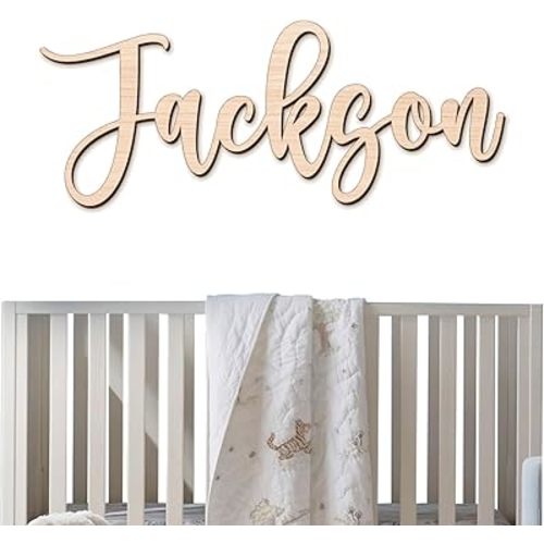 Personalized Name Sign for Nursery - Custom Wooden Name Signs for Kids Room, Personalized Nursery Name Sign - Perfect Baby Room Decor, Wall Name Decoration & Wedding signs, Family Name Signs (Single Name)