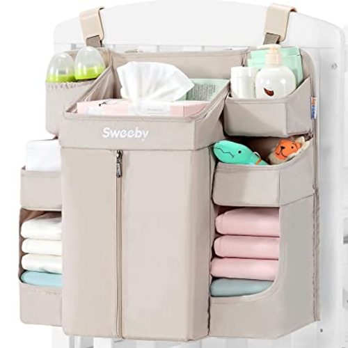 Sweeby Diaper Organizer for Changing Table and Crib - Nursery Diaper Stacker Hanging Caddy for Baby Essentials