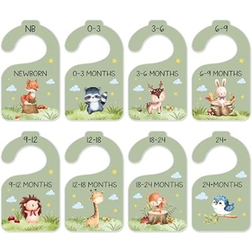 Animals Baby Closet Dividers, Safari 8 Pack Double Sided Nursery Organizer From Newborn to 24 Months, Clothes Size Hanger Separators for Boys Girls -01