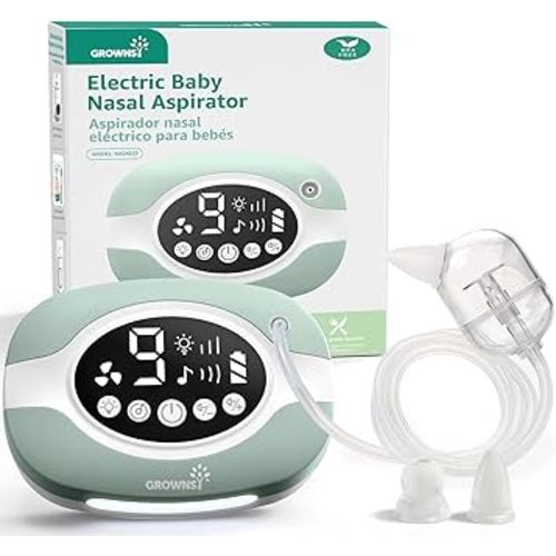 GROWNSY Electric Nose Suction for Baby, Hospital-Grade Nasal Aspirator with Night Light,Soothing Lullabies, Baby Nose Sucker with 9 Adjustable Suction Levels, Green