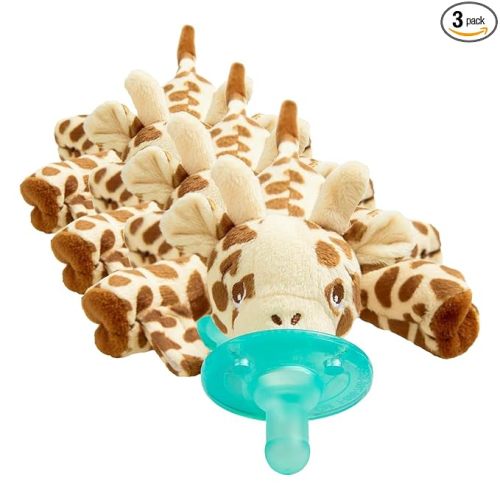 Philips AVENT Soothie Snuggle Pacifier Holder with Detachable Pacifier,0m+,Giraffe,SCF347/01,(Pack of 3)