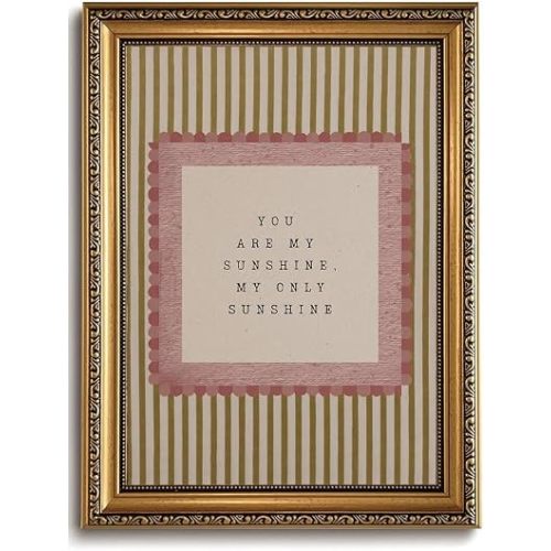 You Are My Sunshine Wall Decor, Vintage Gold Framed Nursery Wall Art, 16x24