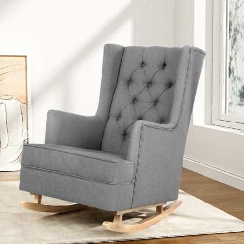 1x Artiss Armchair Rocking Chair Grey