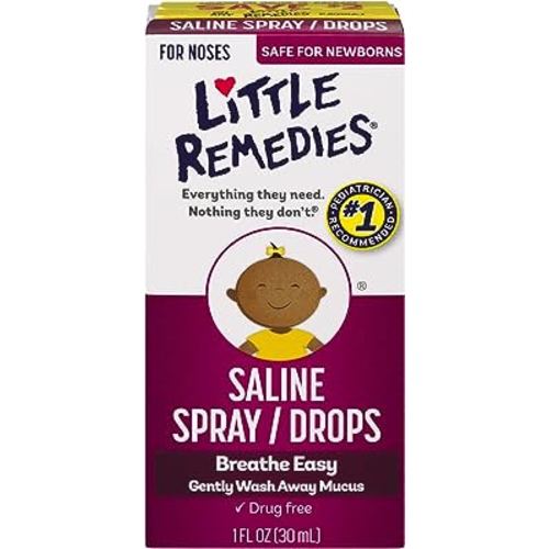 Little Remedies Saline Spray and Drops | Safe for Newborns | 1 Fl Oz | Pack of 4