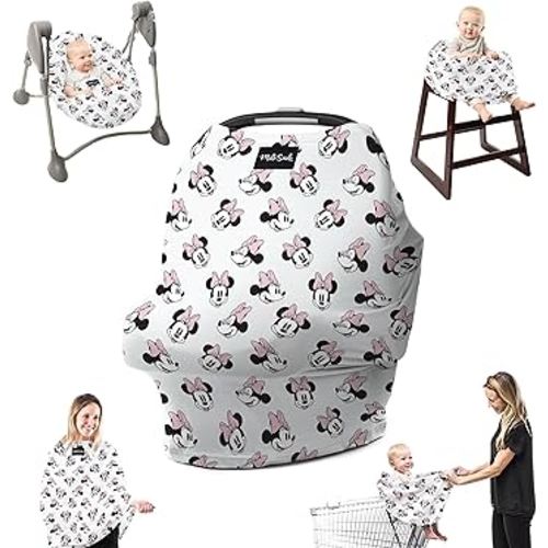 Milk Snob Original Disney 5-in-1 Cover, Minnie Mouse, Added Privacy for Breastfeeding, Baby Car Seat, Carrier, Stroller, High Chair, Shopping Cart, Lounger Canopy - Newborn Essentials, Nursing Top