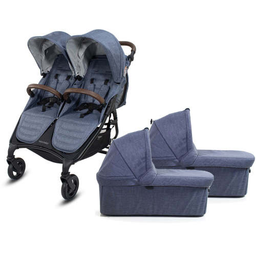 Valco Trend Duo Twin Side by Side Double Stroller + Bassinet Bundle 2025 Denim / Denim