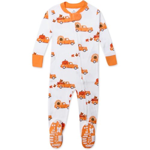HonestBaby unisex-baby Celebration Non-slip Footed Pajamas One-piece Sleeper Zip-front Pjs 100% Organic Cotton