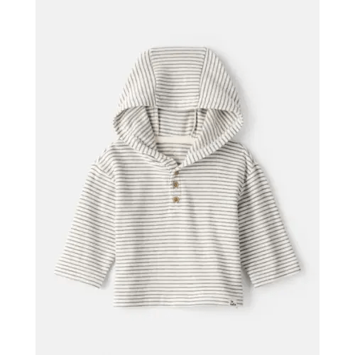 Baby Boy Long-Sleeve Striped Hooded Top - Grey | Carter's