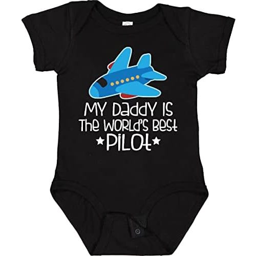 inktastic Daddy Is Worlds Best Pilot Airplane Childs Baby Bodysuit
