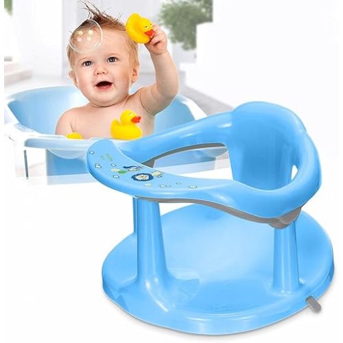 Baby Bath Seat, Portable Toddler Child Bathtub Seat for 6-18 Months,Newborn Baby Bath Seat,Infant Cute Bathtub Support,with Backrest Support and Suction Cups Tub Seats for Babies (Blue)