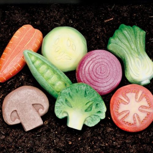 Realistic play vegetables made from stone for mud kitchens