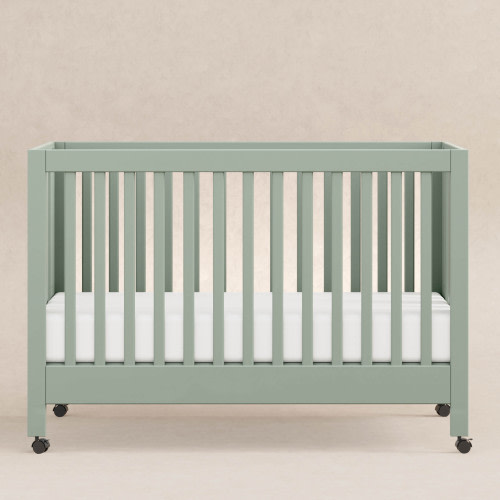 babyletto Maki Portable Folding Crib with Toddler Bed Conversion Kit - Light Sage