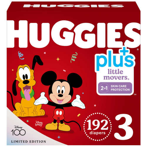 Huggies Little Movers Diapers Plus, Size 3 - 192 Diapers