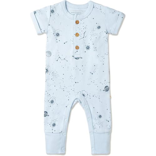 MakeMake Organics GOTS Certified Organic Cotton Infant Baby Cozy Comfort Organic Baby Short Sleeve Button Romper