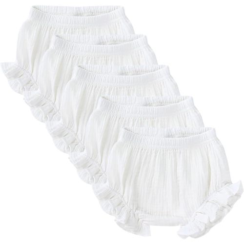 5 Pairs Baby Girls Boy Solid Cotton Gauze Ruffled Bloomers Diaper Cover Newborn Ruffled Bloomer Shorts