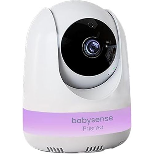 Babysense Add-On Camera Prisma Video Baby Monitor, Remote Pan Tilt Zoom, Two-Way Talk-Back Audio, Long Range, Night Vision, RGB Night Light, Lullabies, Temperature Monitoring