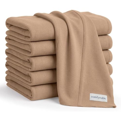 Comfy Cubs Baby Burp Cloths Set (Pack of 6) - Large, 6-Layer, Ultra Absorbent 100% Cotton for Infant Spit-Up, Drool, and Messes - Soft, Gentle, Thoughtful New Born Baby Gifts, Cedar