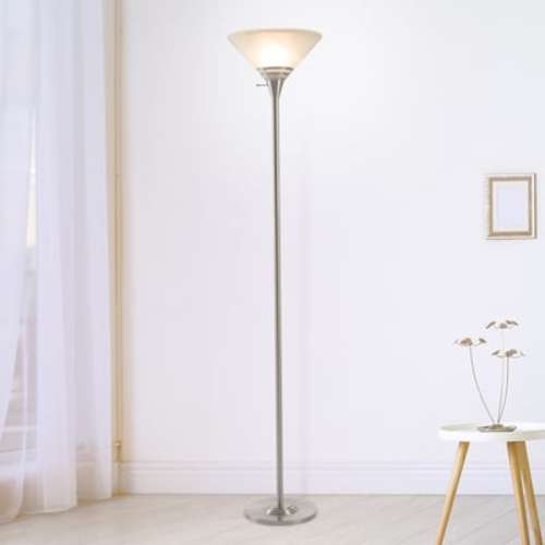 Hastings Home Lamps 75.5-in Brushed Silver Torchiere Floor Lamp 187809DXW at Lowes.com