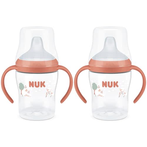 NUK Perfect Match Learner Cup, 5 oz, 2 pack – Soft Spout, Easy-Grip Handles, BPA Free, Spill Proof Transition Sippy Cup