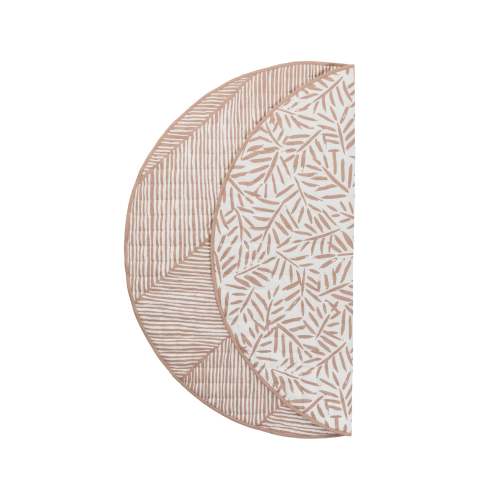 Quilted Cotton Reversible Playmats | Leaves - Sea Shell