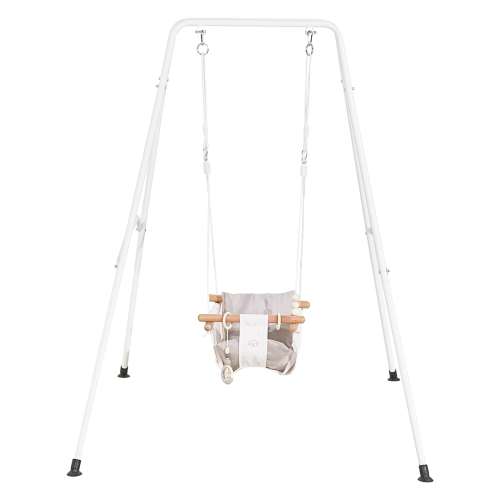 VEVOR Toddler Swing and Jumper 2 in 1 Swing Set and Bouncer Soft Cushion with Foldable A-Frame Metal Stand Heavy-Duty Thick Ropes Easy to Install and Store for Indoor or Outdoor Play Gray