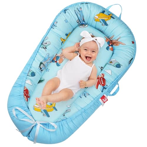 Baby Lounger for Newborn - Portable Infant Seat with Breathable Cover, Adjustable Cotton Lounger for Floor Play & Travel | Newborn Essentials Gift 0-24M